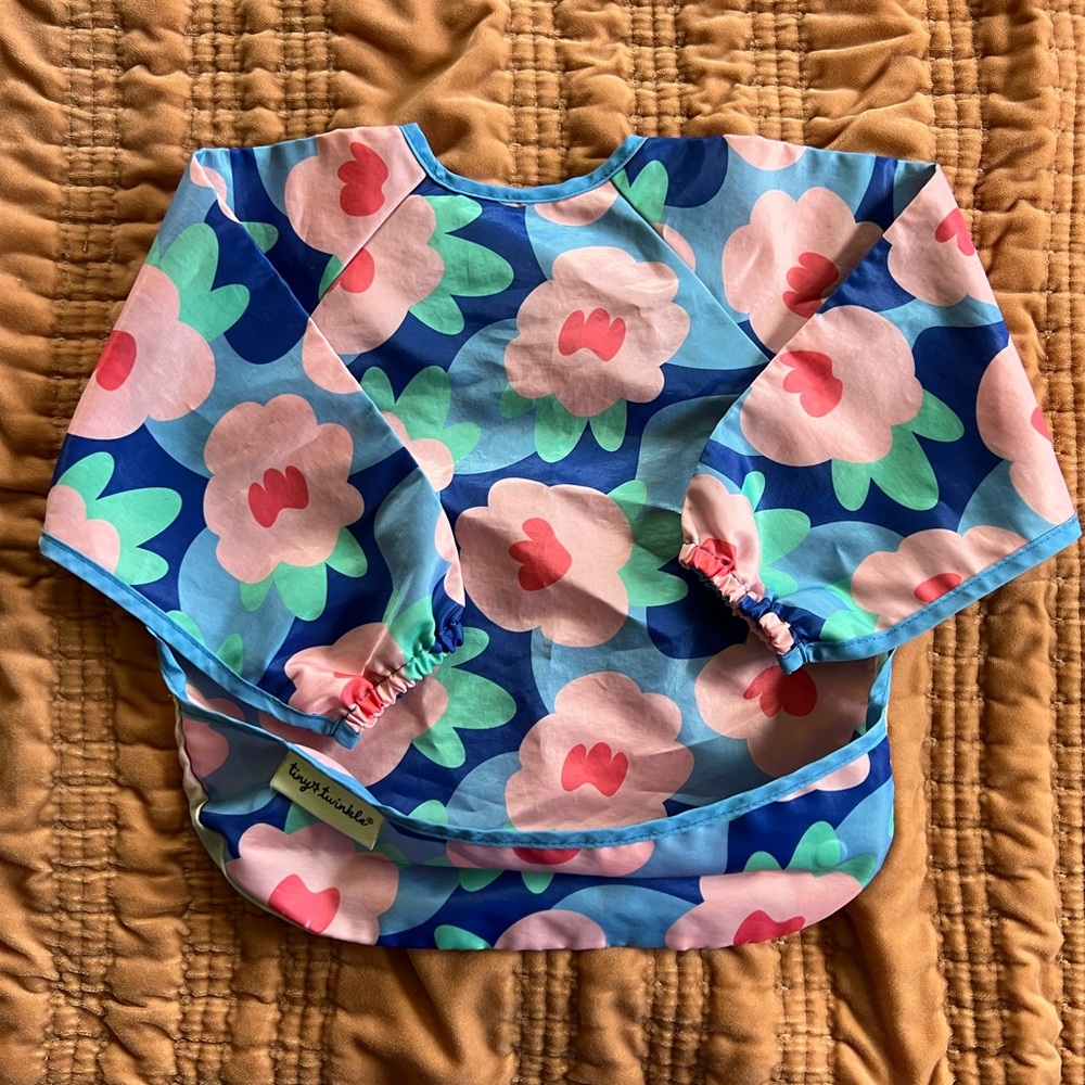 Floral Baby Bib with Sleeves